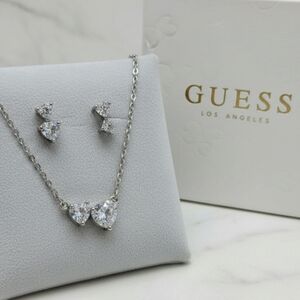 Guess Silver Heart Necklace with Earrings